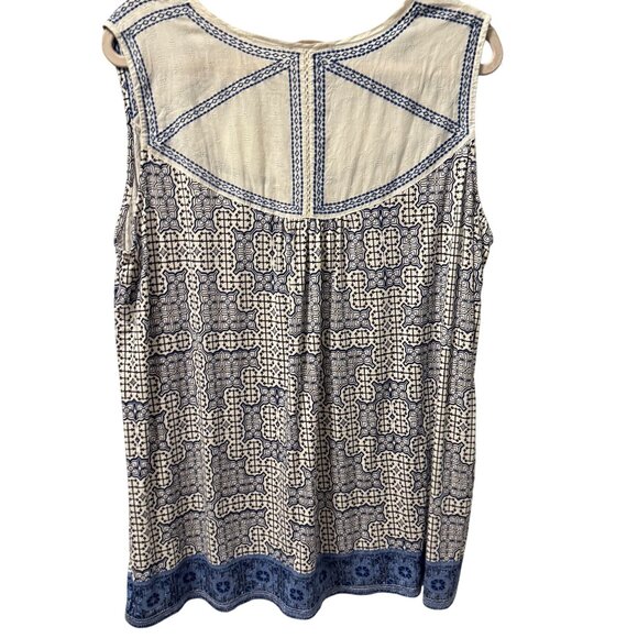 Eliane Rose Blue & Multi Geometric Sleeveless top  1X blouse - Picture 8 of 12